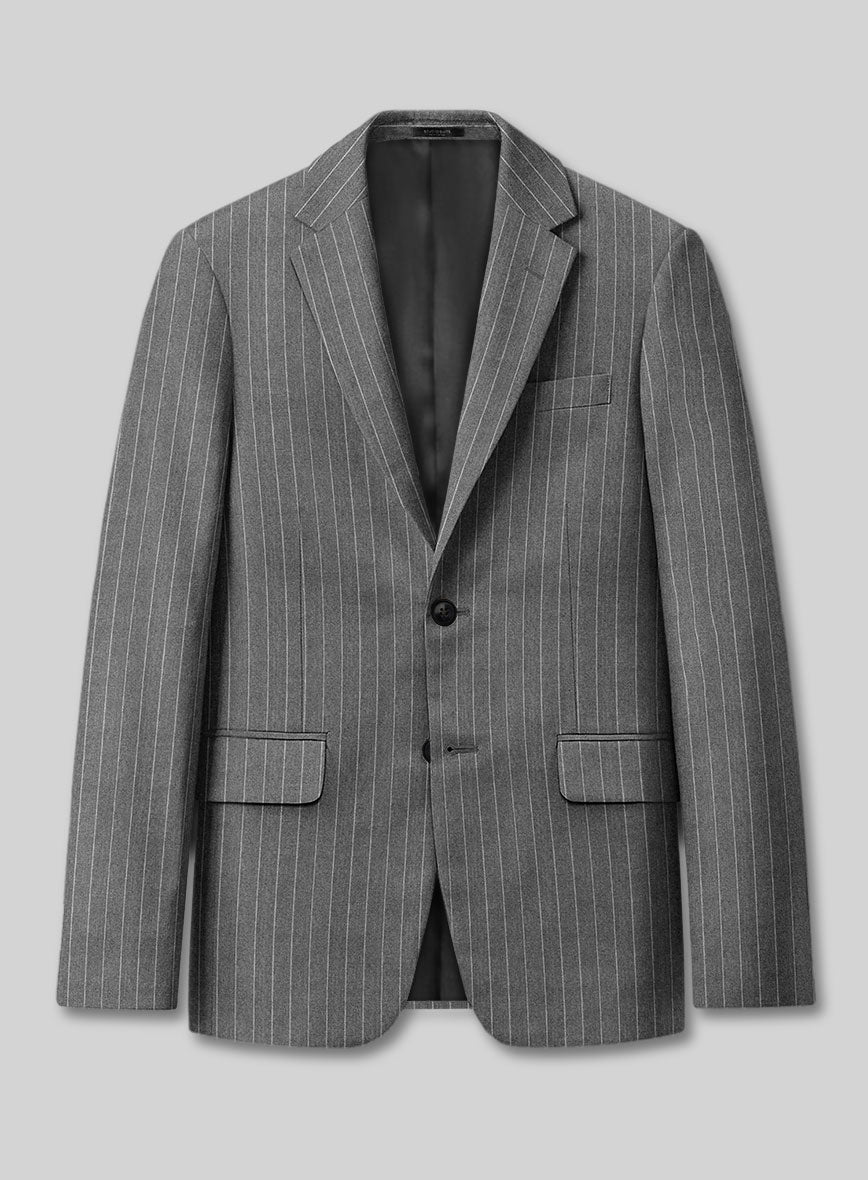 Italian Afito Gray Chalkstripe Flannel Suit - StudioSuits