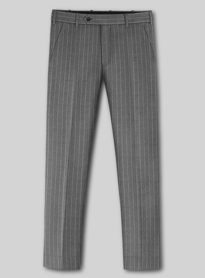 Italian Afito Gray Chalkstripe Flannel Suit - StudioSuits