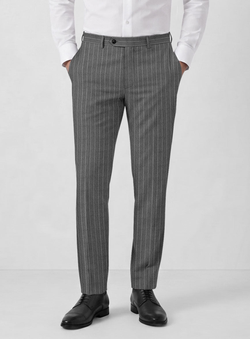 Italian Afito Gray Chalkstripe Flannel Suit - StudioSuits