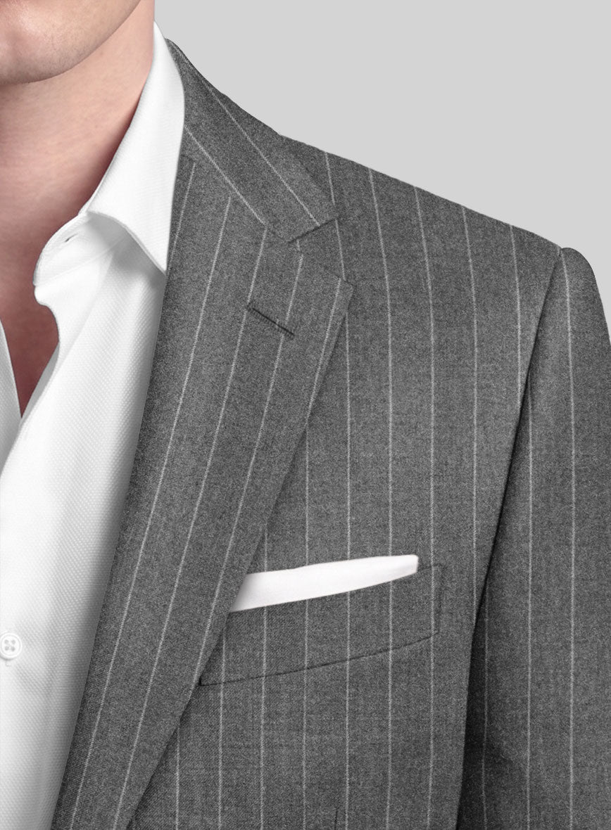Italian Afito Gray Chalkstripe Flannel Suit - StudioSuits