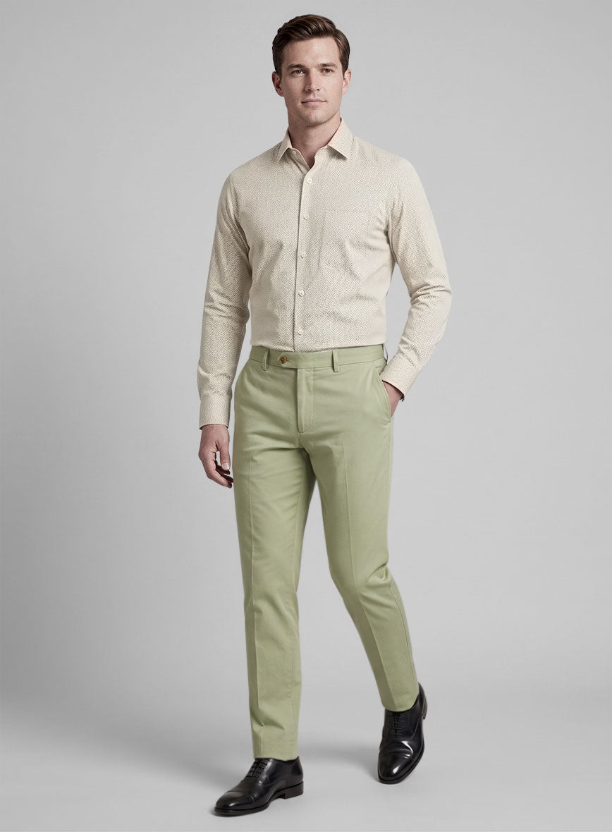 Italian Beige Herringbone Shirt - StudioSuits