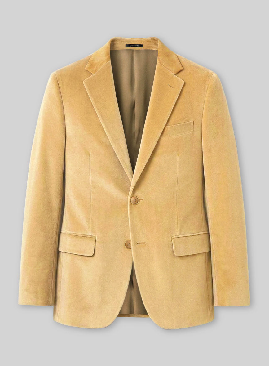 Italian Beige Velvet Touch Jacket - StudioSuits