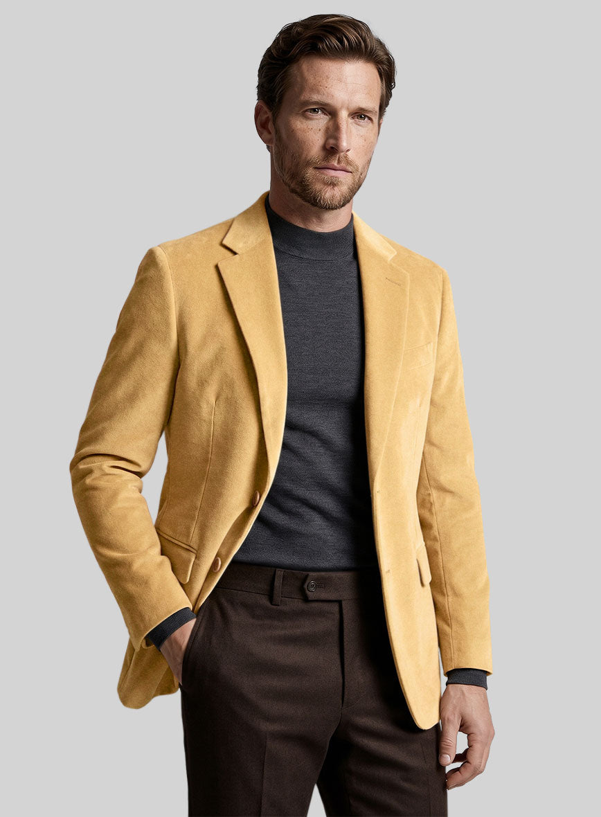 Italian Beige Velvet Touch Jacket - StudioSuits