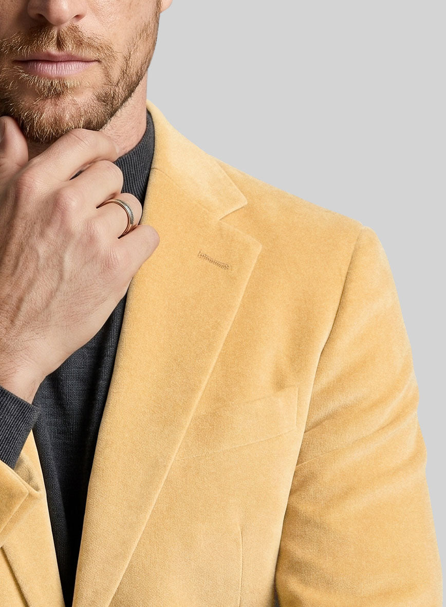 Italian Beige Velvet Touch Jacket - StudioSuits
