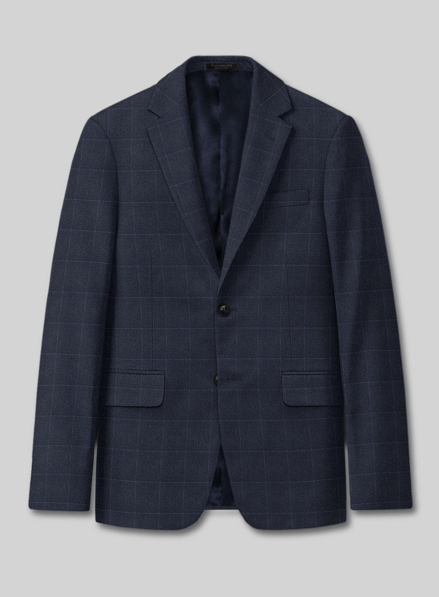 Italian Balca Blue Windowpane Flannel Suit - StudioSuits