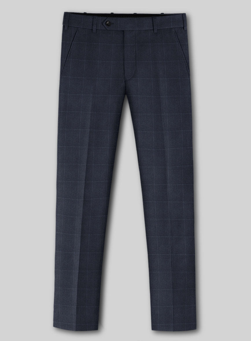 Italian Balca Blue Windowpane Flannel Suit - StudioSuits