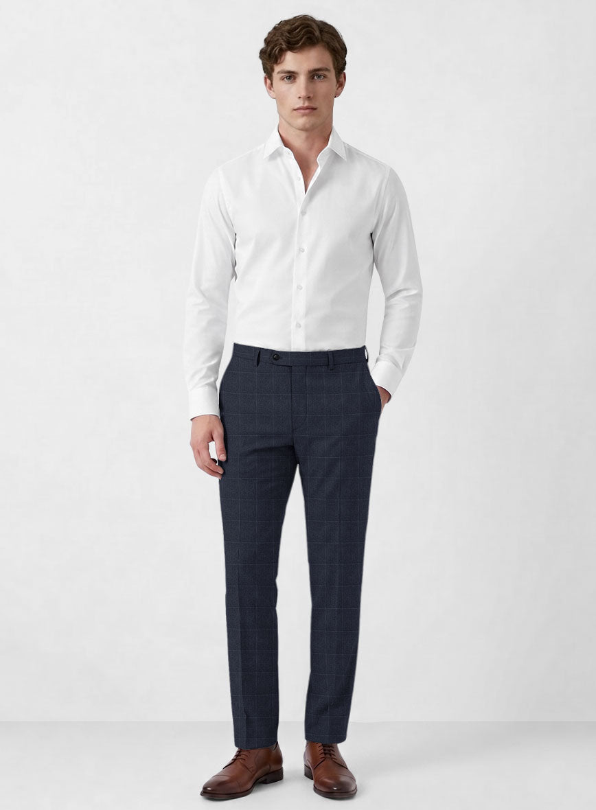 Italian Balca Blue Windowpane Flannel Suit - StudioSuits