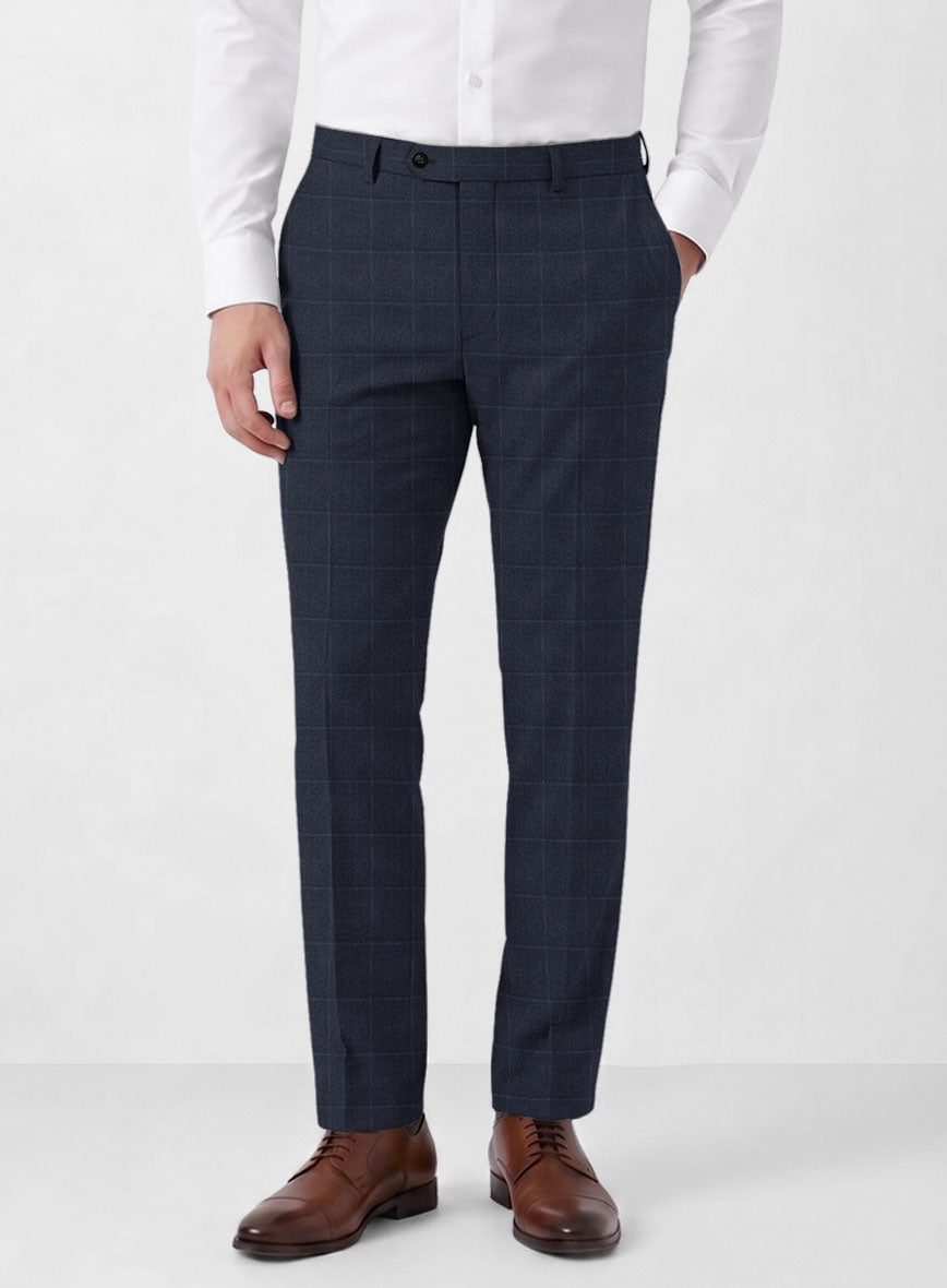 Italian Balca Blue Windowpane Flannel Suit - StudioSuits