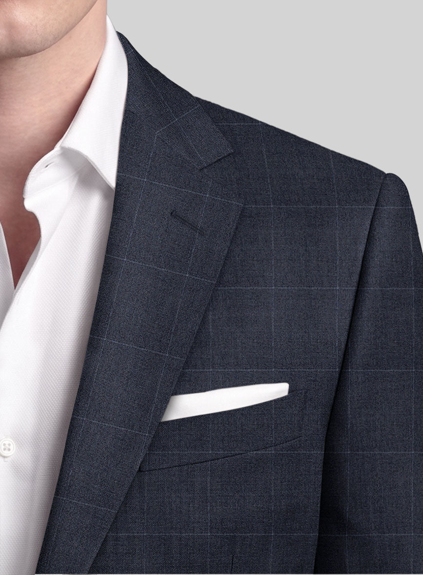 Italian Balca Blue Windowpane Flannel Suit - StudioSuits