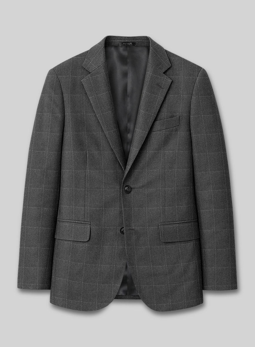 Italian Balca Gray Windowpane Flannel Suit - StudioSuits