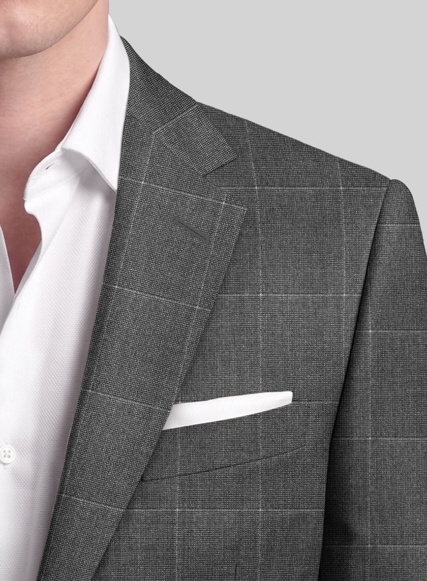 Italian Balca Gray Windowpane Flannel Suit - StudioSuits