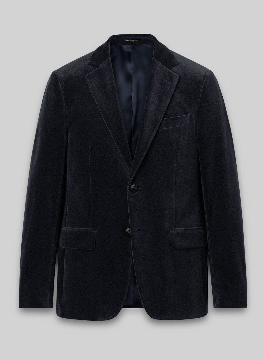 Italian Blue Velvet Touch Jacket - StudioSuits