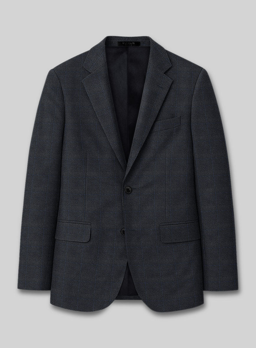 Italian Burta Blue Glen Flannel Jacket - StudioSuits