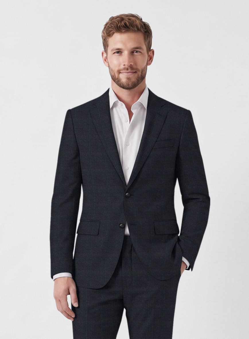 Italian Burta Blue Glen Flannel Jacket - StudioSuits