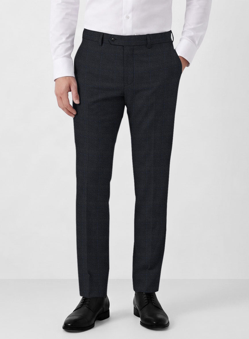 Italian Burta Blue Glen Flannel Pants - StudioSuits