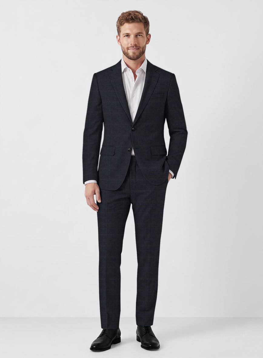 Italian Burta Blue Glen Flannel Suit - StudioSuits