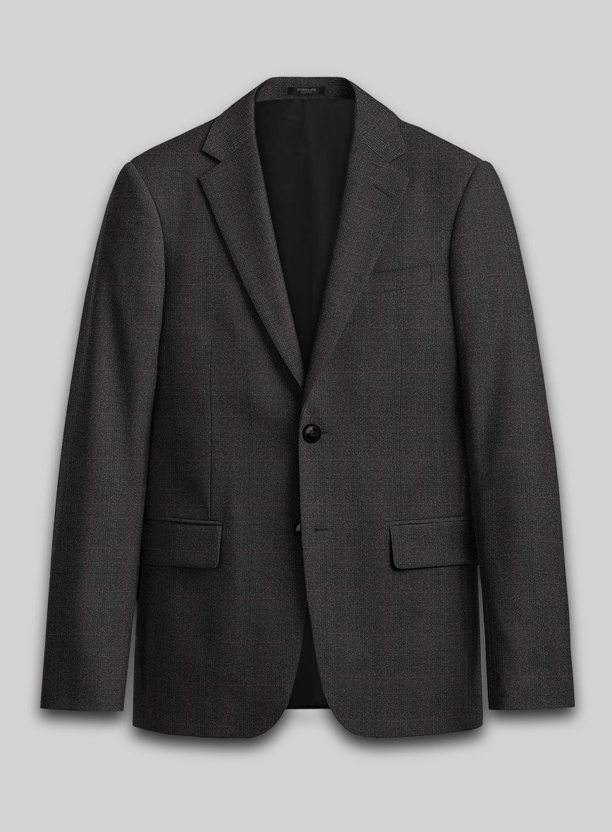 Italian Burta Charcoal Glen Flannel Jacket - StudioSuits