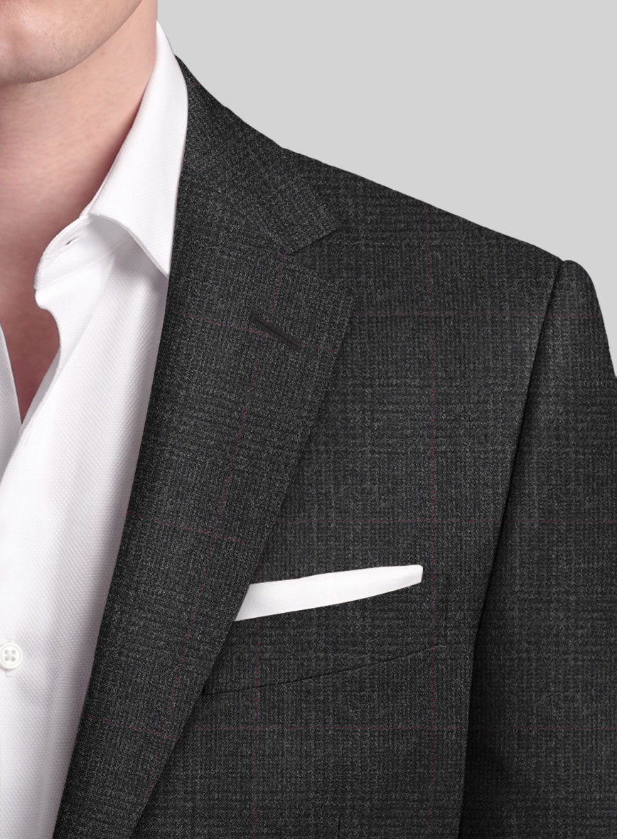 Italian Burta Charcoal Glen Flannel Jacket - StudioSuits