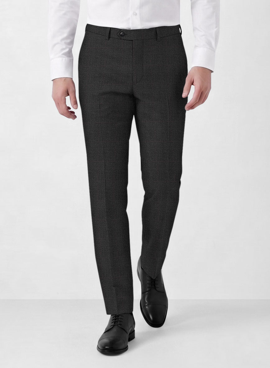 Italian Burta Charcoal Glen Flannel Pants - StudioSuits