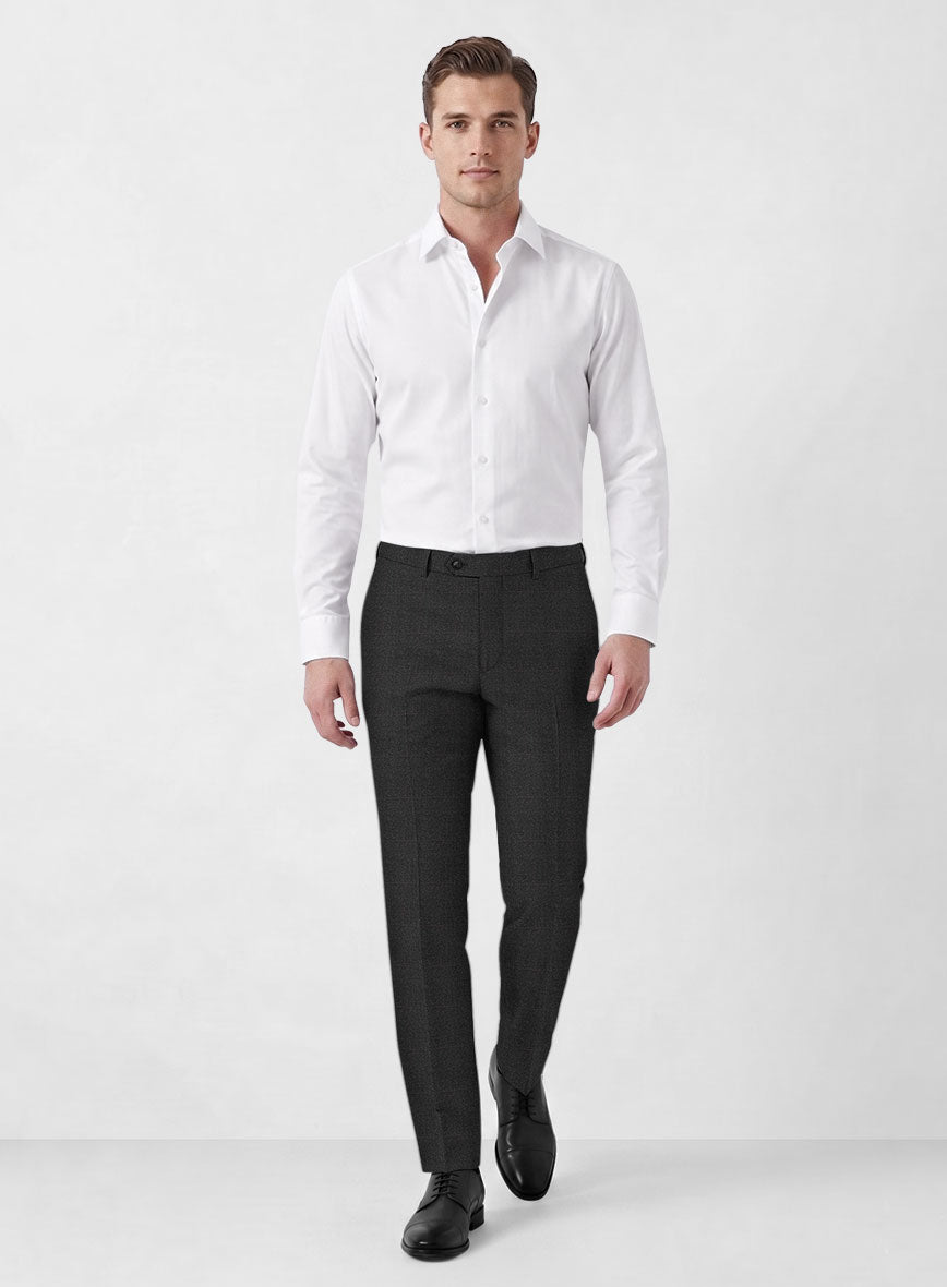 Italian Burta Charcoal Glen Flannel Pants - StudioSuits