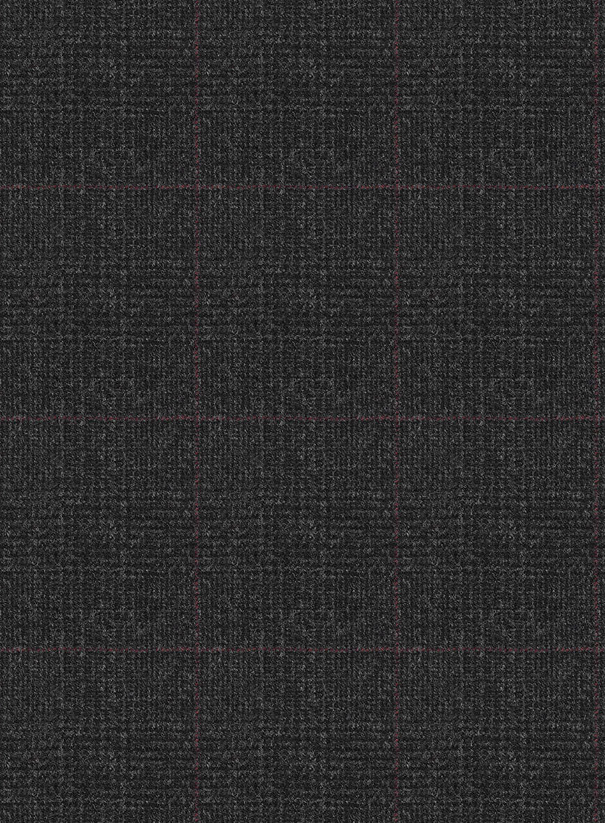 Italian Burta Charcoal Glen Flannel Pants - StudioSuits