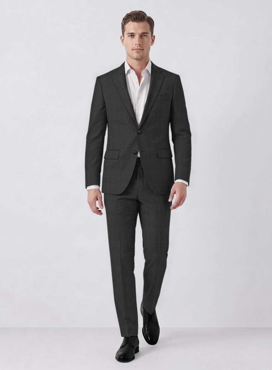 Italian Burta Charcoal Glen Flannel Suit - StudioSuits