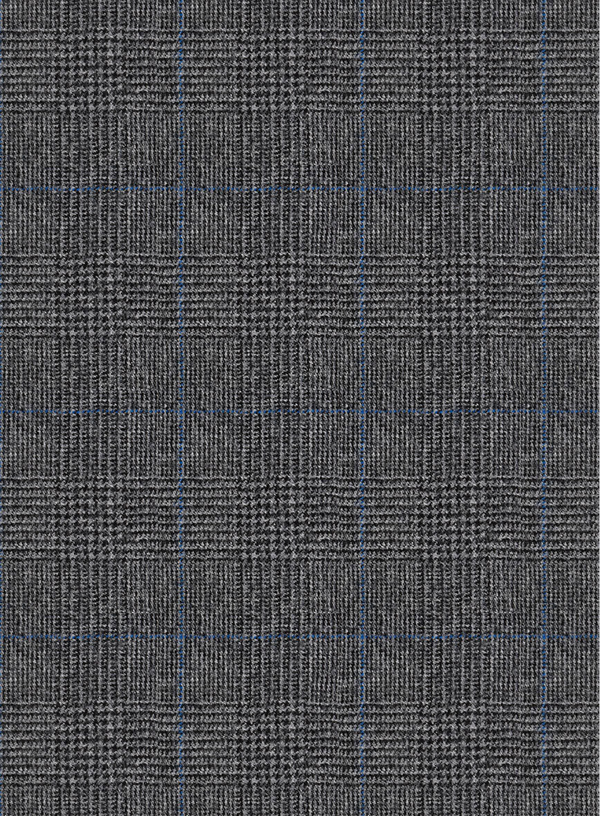 Italian Burta Dark Gray Glen Flannel Suit - StudioSuits