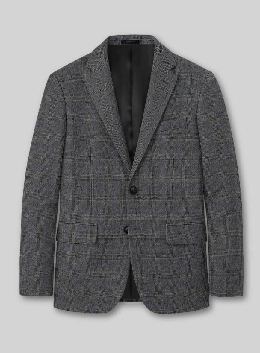 Italian Burta Dark Gray Glen Flannel Suit - StudioSuits