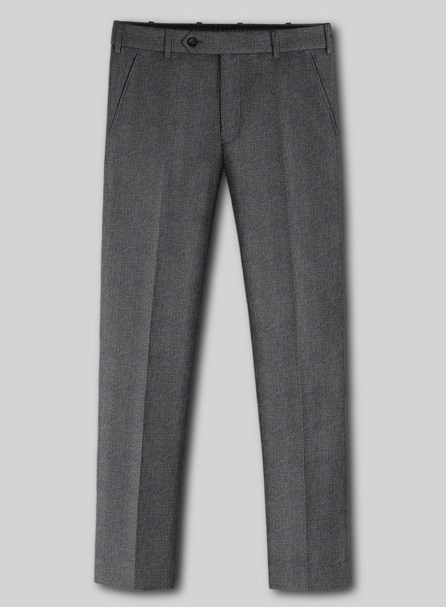 Italian Burta Dark Gray Glen Flannel Suit - StudioSuits
