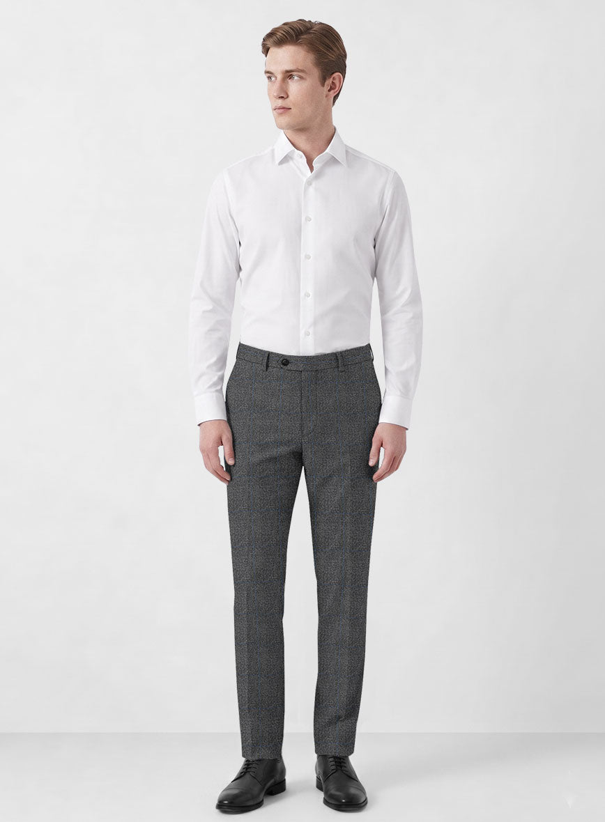 Italian Burta Dark Gray Glen Flannel Suit - StudioSuits