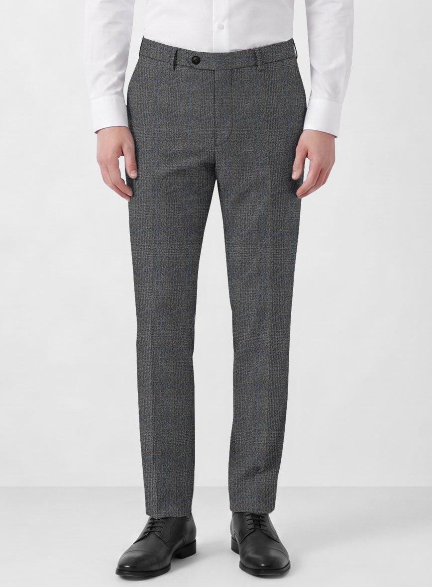 Italian Burta Dark Gray Glen Flannel Suit - StudioSuits