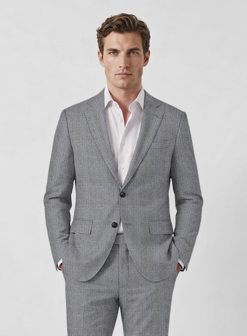 Italian Burta Gray Glen Flannel Suit - StudioSuits