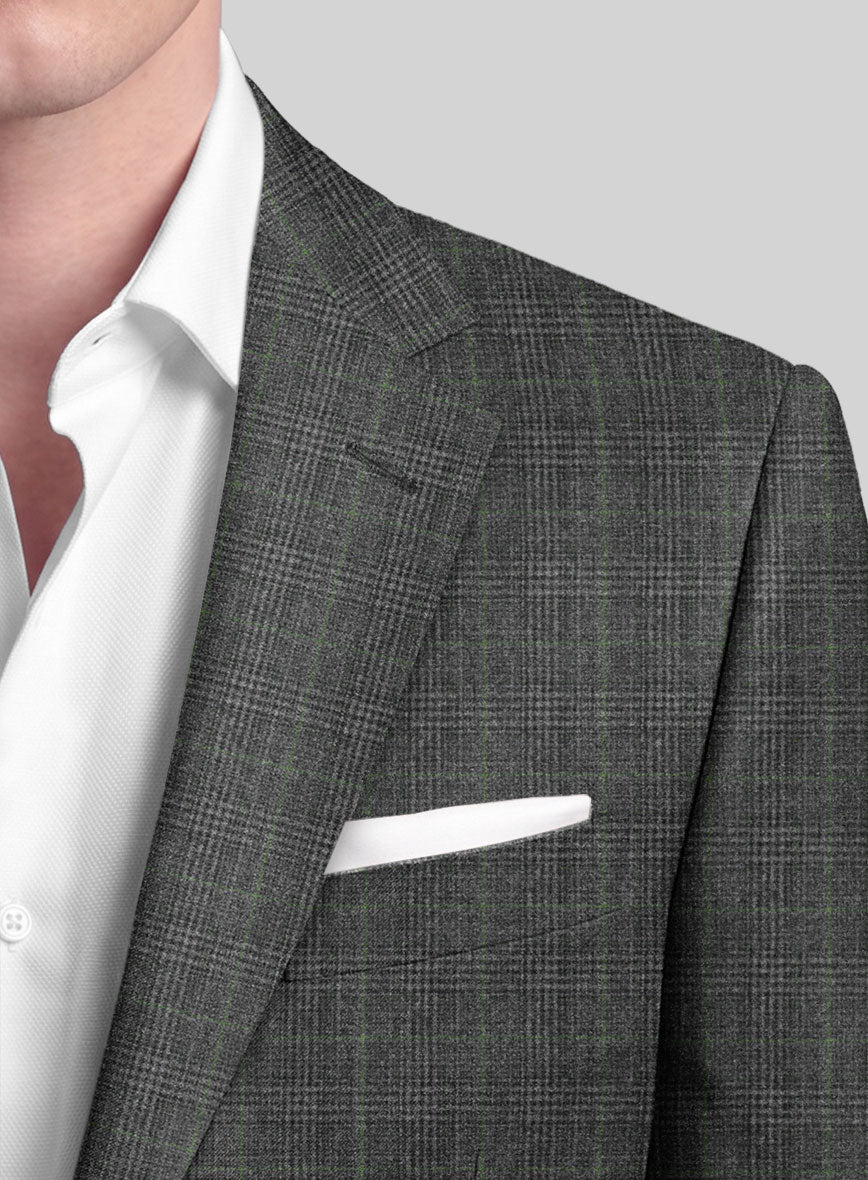 Italian Flick Gray Checks Flannel Suit - StudioSuits