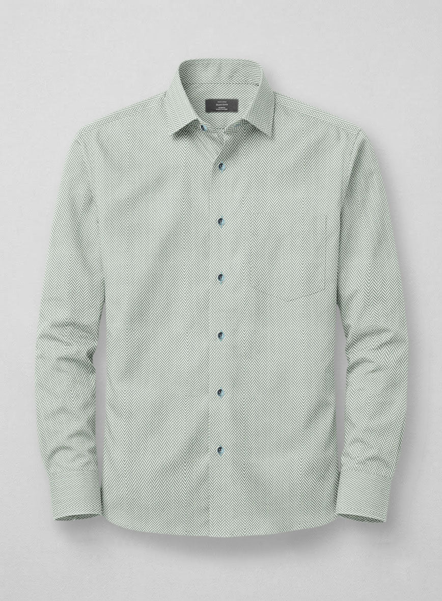 Italian Green Herringbone Shirt - StudioSuits