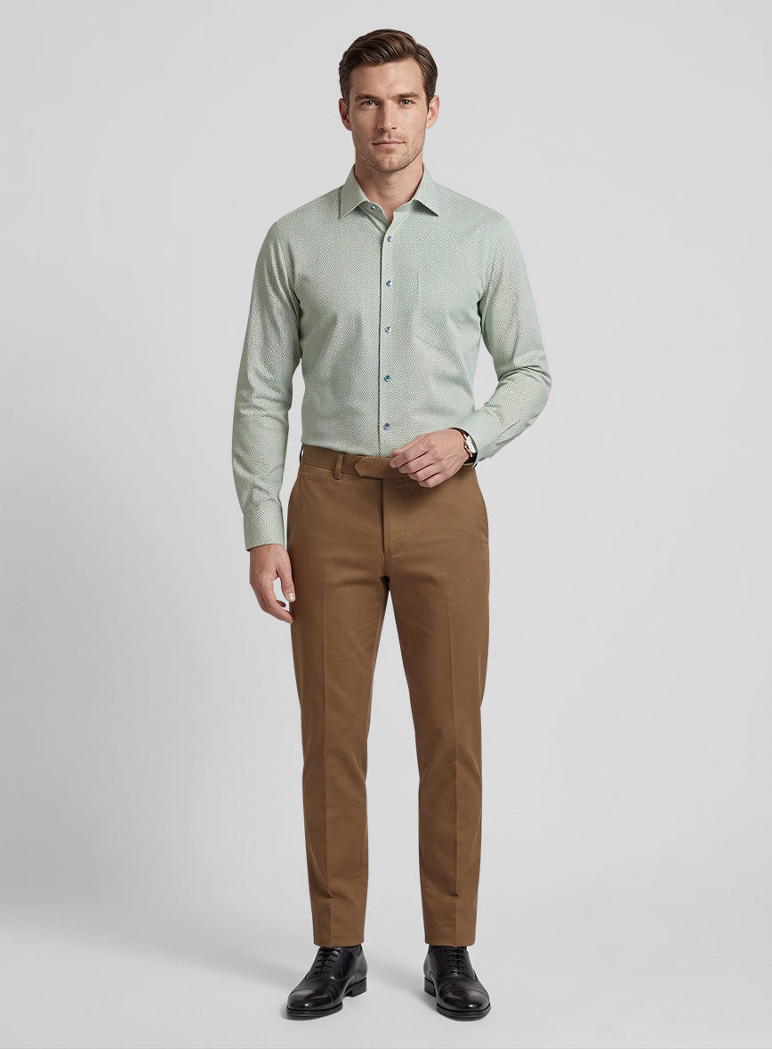Italian Green Herringbone Shirt - StudioSuits