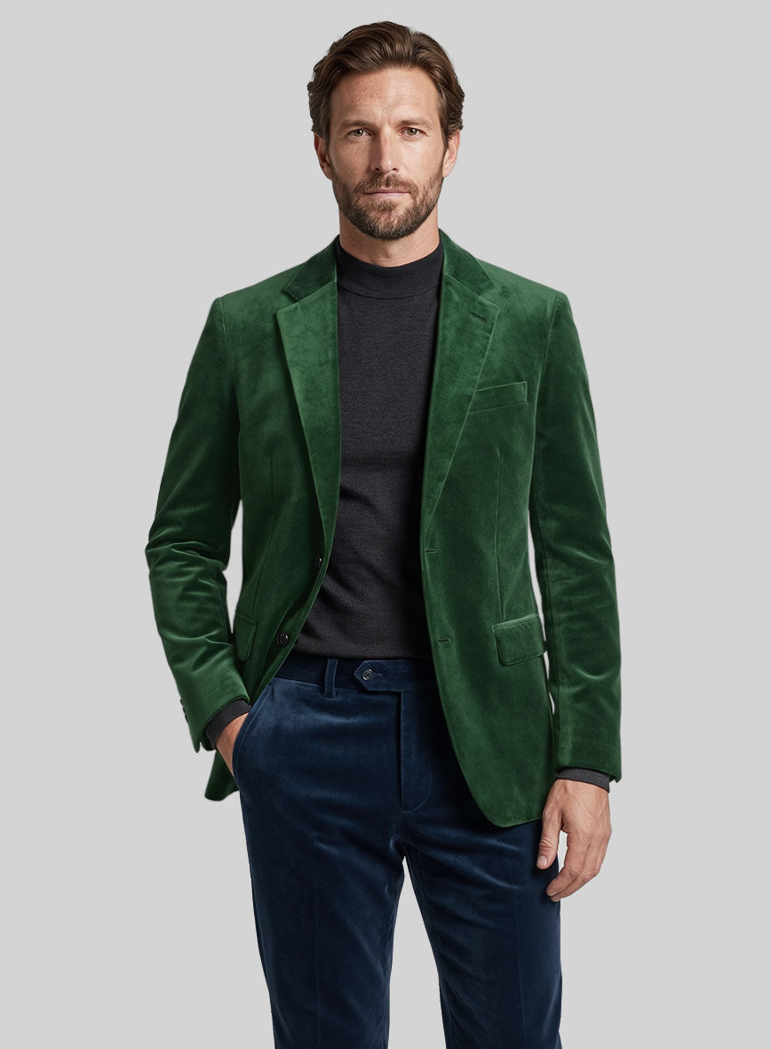 Italian Green Velvet Touch Jacket - StudioSuits