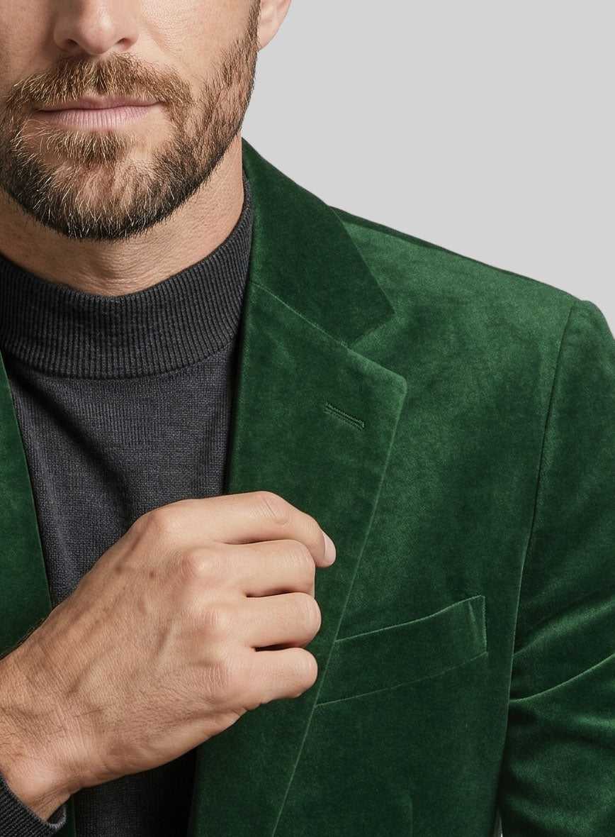 Italian Green Velvet Touch Jacket - StudioSuits
