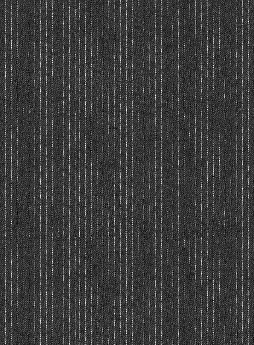 Italian Jague Dark Gray Pinstripe Flannel Jacket - StudioSuits