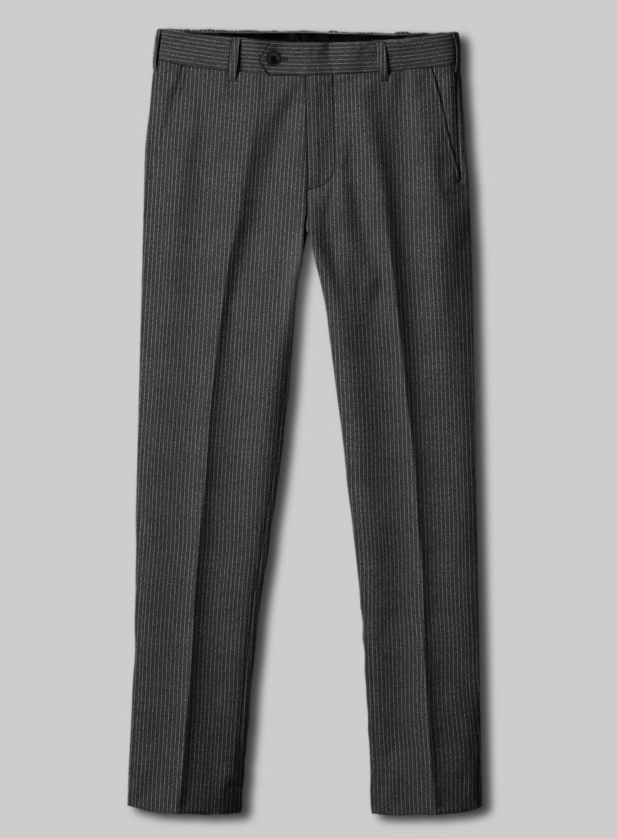 Italian Jague Dark Gray Pinstripe Flannel Suit - StudioSuits