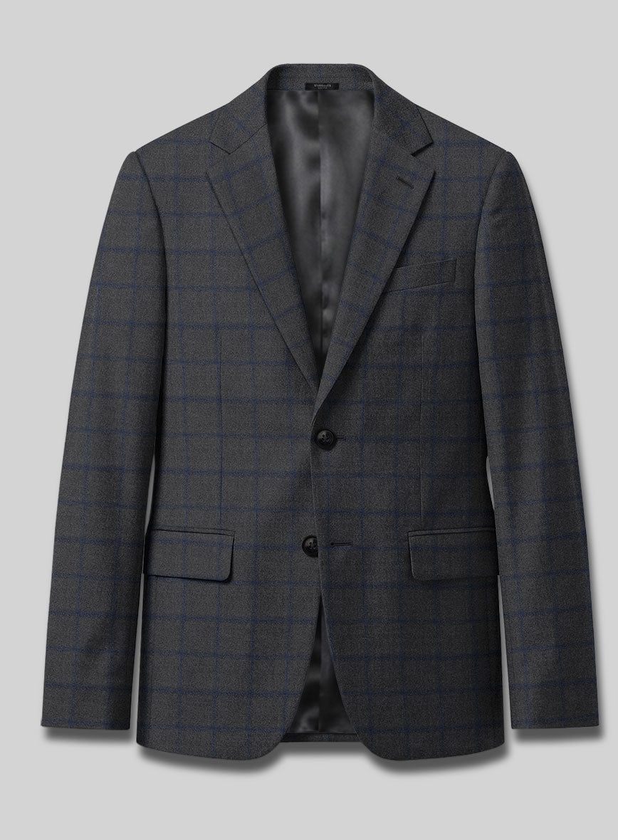 Italian Jamen Gray Checks Flannel Jacket - StudioSuits