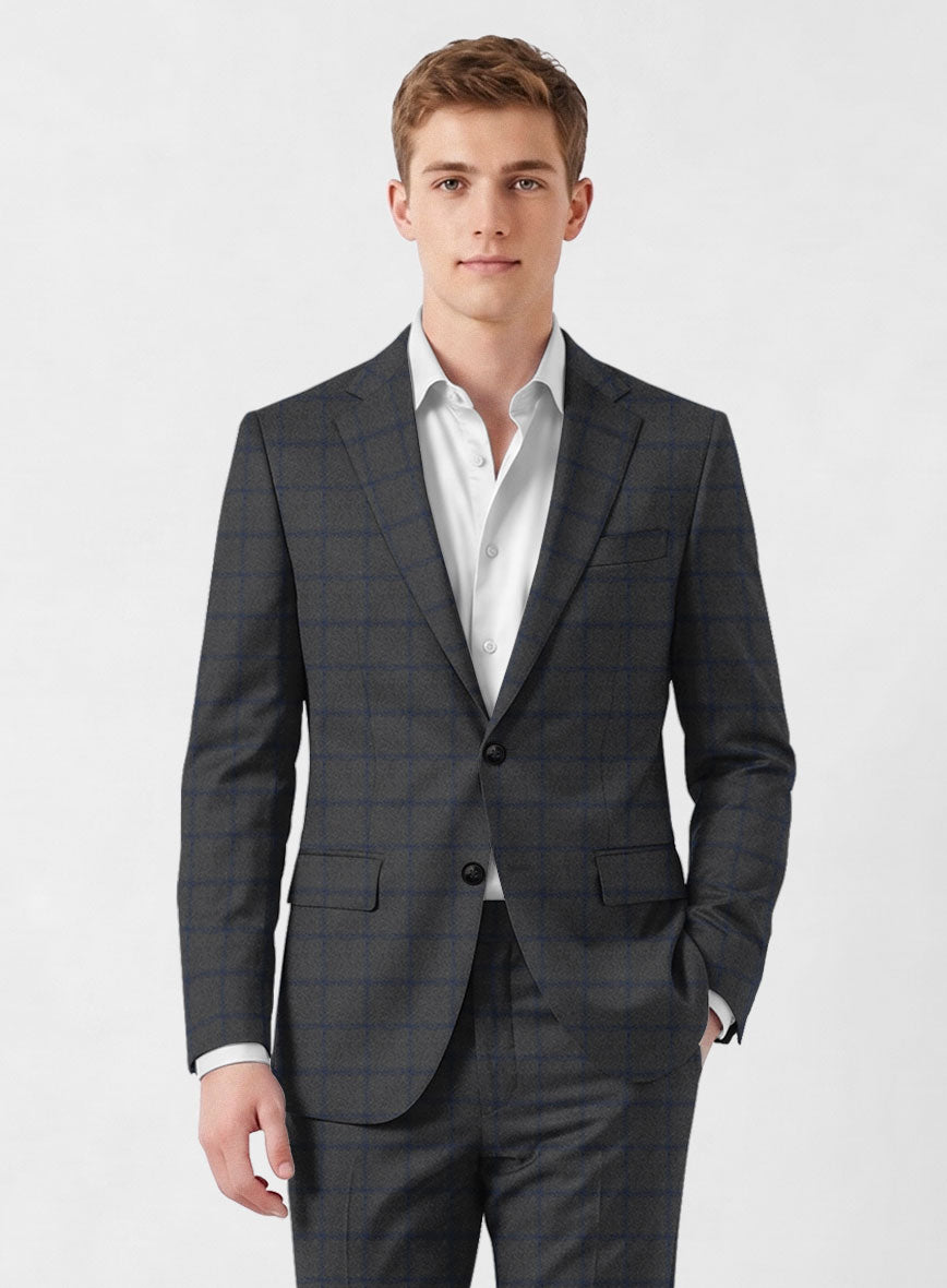 Italian Jamen Gray Checks Flannel Jacket - StudioSuits