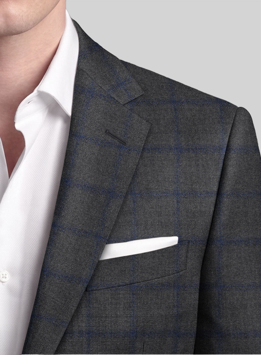 Italian Jamen Gray Checks Flannel Jacket - StudioSuits
