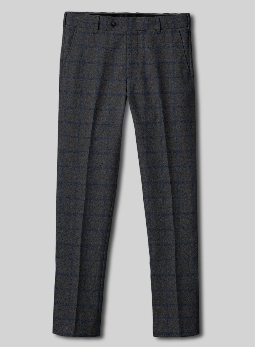 Italian Jamen Gray Checks Flannel Pants - StudioSuits