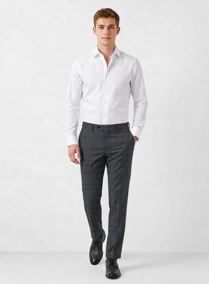 Italian Jamen Gray Checks Flannel Pants - StudioSuits
