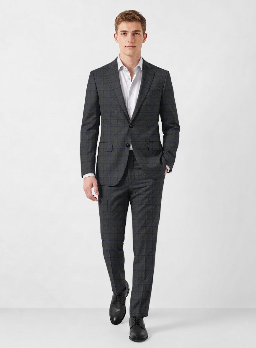 Italian Jamen Gray Checks Flannel Suit - StudioSuits