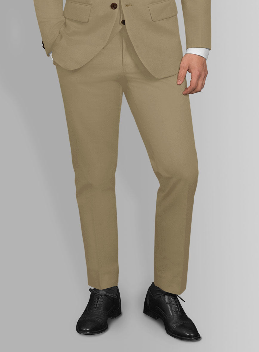 Italian Khaki Cotton Stretch Suit - StudioSuits