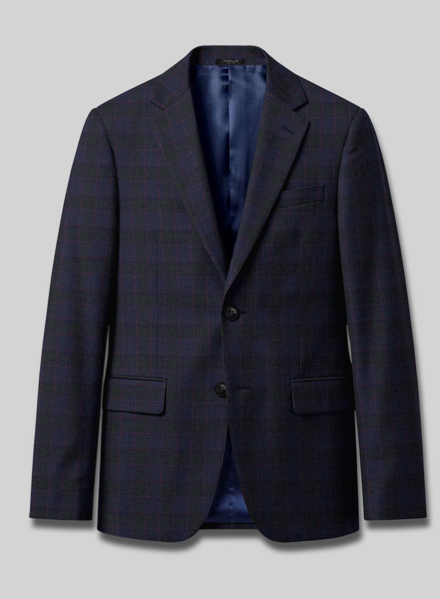 Italian Lark Indigo Blue Checks Flannel Jacket - StudioSuits