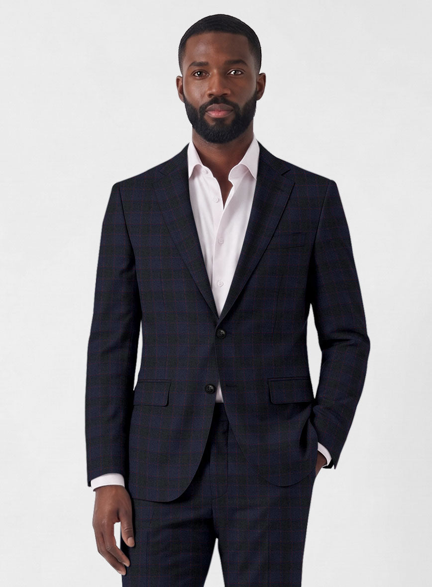 Italian Lark Indigo Blue Checks Flannel Suit - StudioSuits