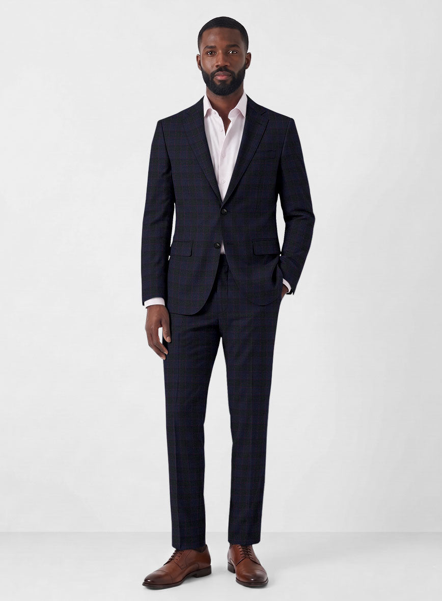 Italian Lark Indigo Blue Checks Flannel Suit - StudioSuits