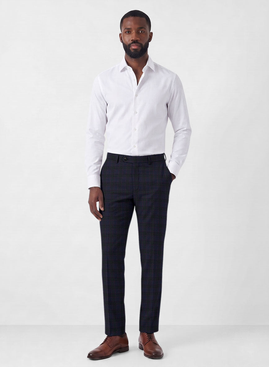 Italian Lark Indigo Blue Checks Flannel Suit - StudioSuits